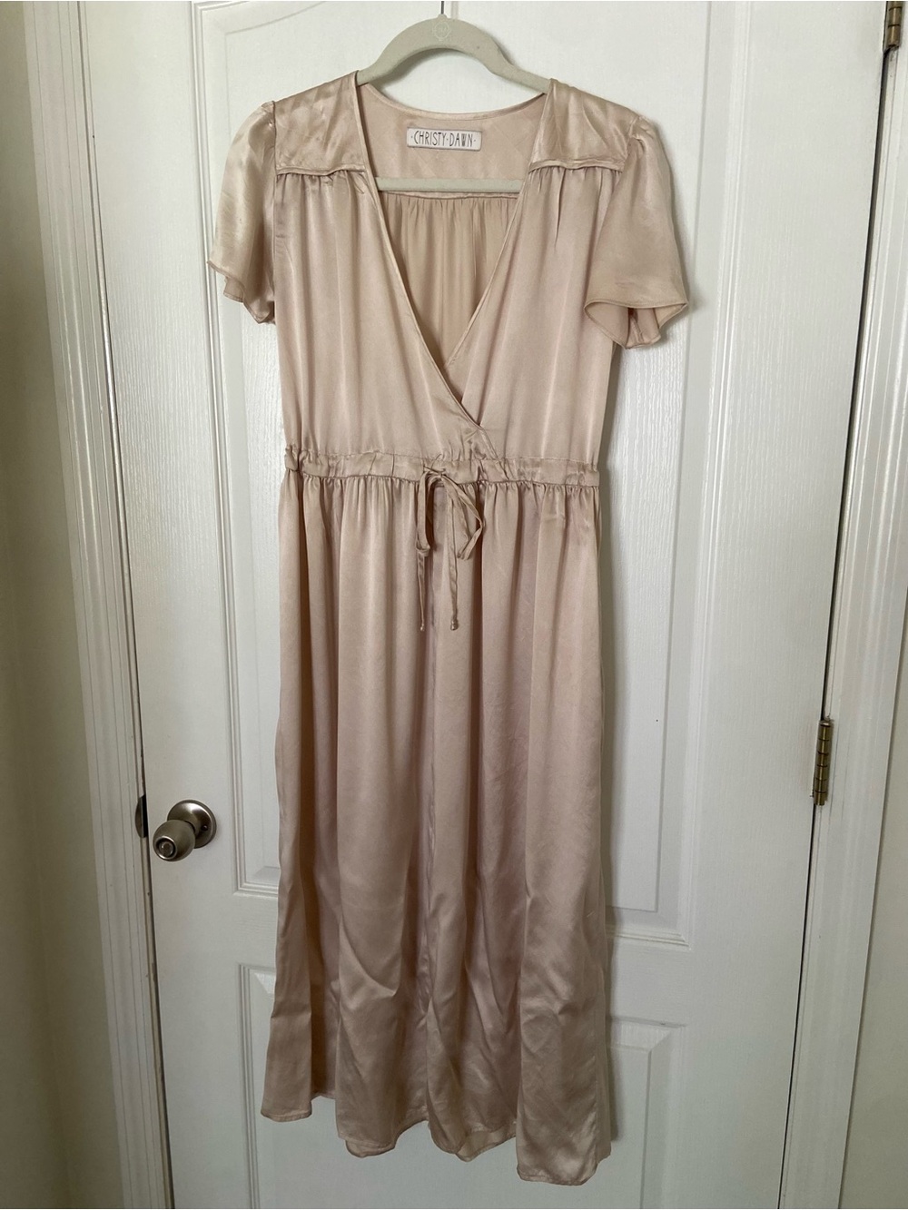 Christy Dawn Cream Satin Maxi Dress